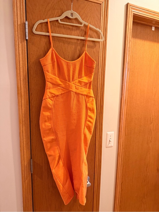 AKIRA Dresses & Skirts - AKIRA Orange Spaghetti Strap Midi Bodycon Dress